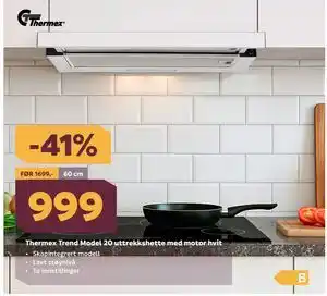 Megaflis Thermex Trend Model 20 uttrekkshette med motor hvit tilbud