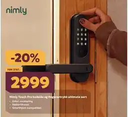 Megaflis Nimly Touch Pro kodelås og fingeravtrykk ultimate sort tilbud