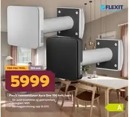 Megaflis Flexit romventilator Aura One 100 hvit/sort tilbud