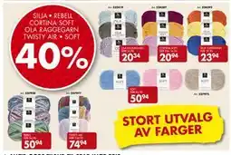 Sparkjøp SILJA • REBELL CORTINA SOFT OLA RAGGEGARN TWISTY AIR • SOFT tilbud