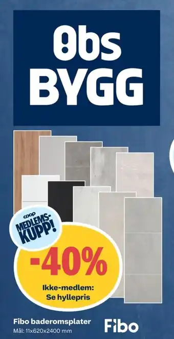 Coop Obs Fibo baderomsplater tilbud