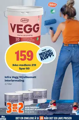 Coop Obs Infra Vegg 10/silkematt interiørmaling tilbud