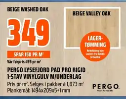 Coop Obs Pergo lysefjord pad pro rigid 1-stav vinylgulv m/underlag tilbud
