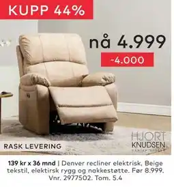 Skeidar Denver recliner elektrisk tilbud