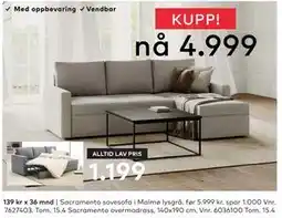 Skeidar Sacramento sovesofa tilbud