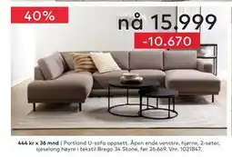 Skeidar Portland U-sofa oppsett tilbud