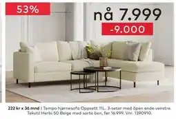 Skeidar Tempo hjørnesofa tilbud