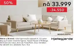 Skeidar Villa hjørnesofa oppsett K tilbud