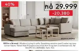 Skeidar Modern Living U-sofa tilbud