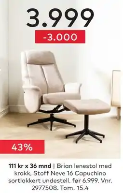 Skeidar Brian lenestol med krakk tilbud