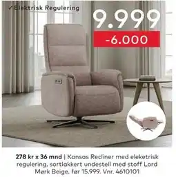 Skeidar Kansas Recliner med eleketrisk regulering tilbud
