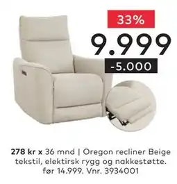 Skeidar Oregon recliner tilbud