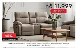 Skeidar Denver 2-seter TV sofa tilbud