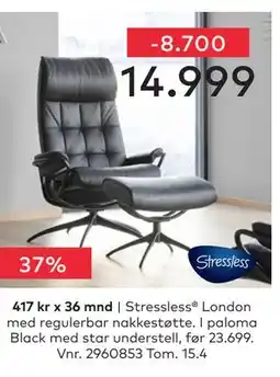 Skeidar Stressless London med regulerbar nakkestøtte tilbud