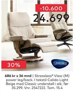 Skeidar Stressless View (M) power leg/back tilbud