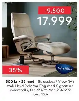 Skeidar Stressless View (M) stol tilbud