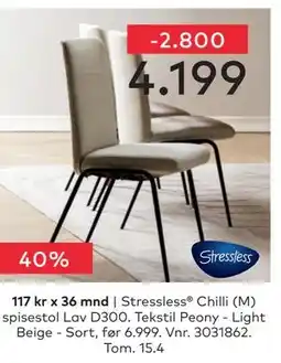 Skeidar Stressless Chilli (M) spisestol Lav D300 tilbud