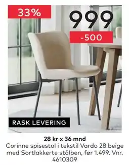 Skeidar Corinne spisestol tilbud