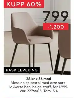 Skeidar Messina spisestol tilbud