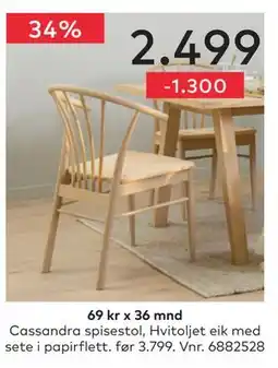 Skeidar Cassandra spisestol tilbud