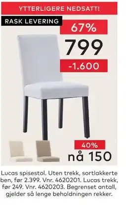 Skeidar Lucas spisestol tilbud