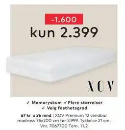 Skeidar XOV Premium 12 vendbar madrass tilbud