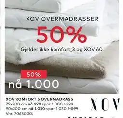 Skeidar XOV KOMFORT 5 OVERMADRASS tilbud