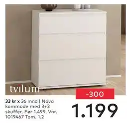 Skeidar Nova kommode med 3+3 skuffer tilbud