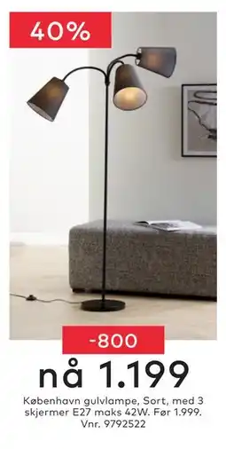 Skeidar København gulvlampe tilbud