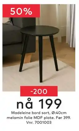Skeidar Madeleine bord sort tilbud