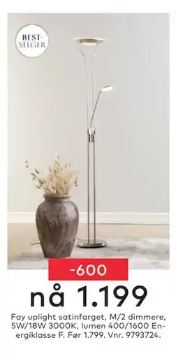 Skeidar Fay uplight satinfarget tilbud