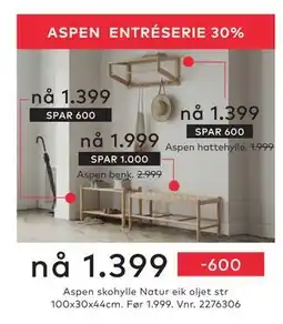 Skeidar Aspen benk tilbud