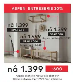 Skeidar Aspen skohylle tilbud