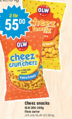 Eurocash Cheez snacks OLW Flera sorter tilbud
