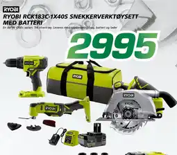 Coop Byggmix RYOBI RCK183C-1X40S Snekkerverktøysett med batteri tilbud