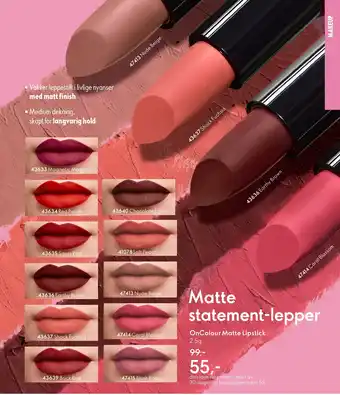 Oriflame OnColour Matte Lipstick tilbud