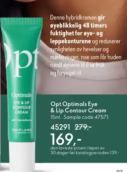 Oriflame Opt Optimals Eye & Lip Contour Cream tilbud