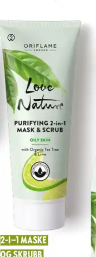 Oriflame Love Nature Purifying 2-in-1 Mask & Scrub with Organic Tea Tree & Lime tilbud