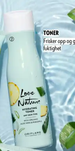 Oriflame Love Nature Hydrating Toner with Organic Aloe Vera & Pineapple tilbud