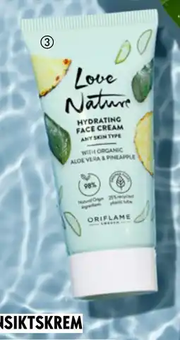 Oriflame Love Nature Hydrating Face Cream with Organic Aloe Vera & Pineapple tilbud