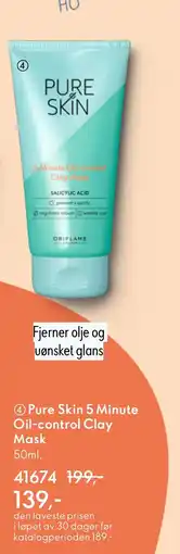 Oriflame Pure Skin 5 Minute Oil-control Clay Mask tilbud