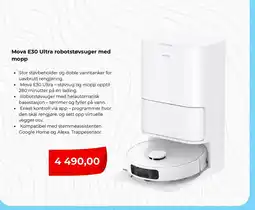 Clas Ohlson Mova E30 Ultra robotstøvsuger med mopp tilbud
