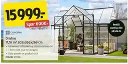 Jula Drivhus 11,16 m² 305x366x269 cm tilbud