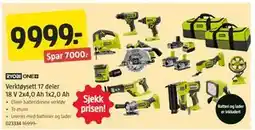 Jula Verktøysett 17 deler 18 V 2x4,0 Ah 1x2,0 Ah tilbud