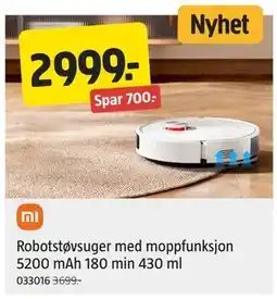 Jula Robotstøvsuger med moppfunksjon 5200 mAh 180 min 430 ml tilbud