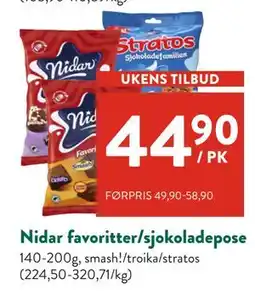 Jacobs Nidar favoritter/sjokoladepose tilbud