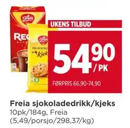 Meny Freia sjokoladedrikk/kjeks tilbud