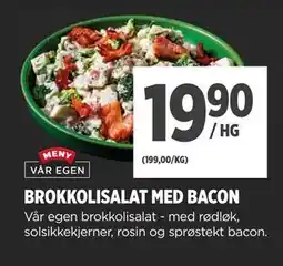 Meny BROKKOLISALAT MED BACON tilbud