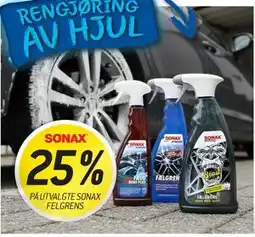 Thansen 25% PÅ UTVALGTE SONAX FELGRENS tilbud