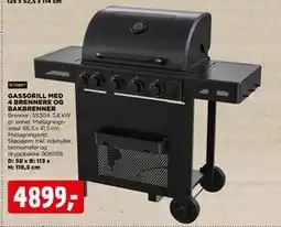 jem & fix GASSGRILL MED 4 BRENNERE OG BAKBRENNER tilbud